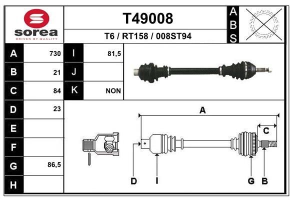 EAI Drive shaft Article number: T49008 cheaply