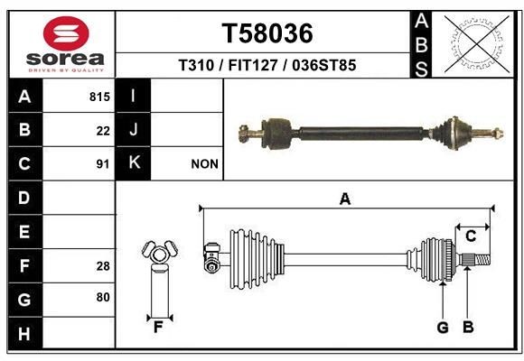 EAI Drive shaft Article number: T58036 cheaply