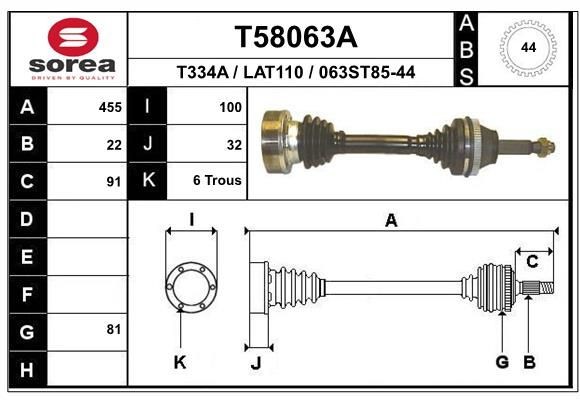 EAI Drive shaft Article number: T58063A cheaply