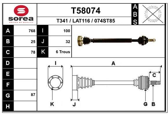 EAI Drive shaft Article number: T58074 cheaply
