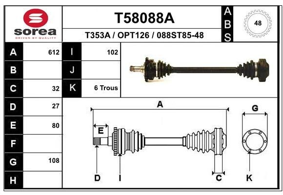 EAI Drive shaft Article number: T58088A cheaply