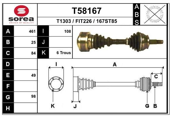 EAI Drive shaft Article number: T58167 cheaply