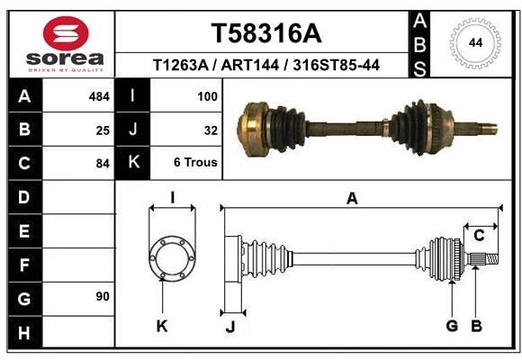 EAI Drive shaft Article number: T58316A cheaply