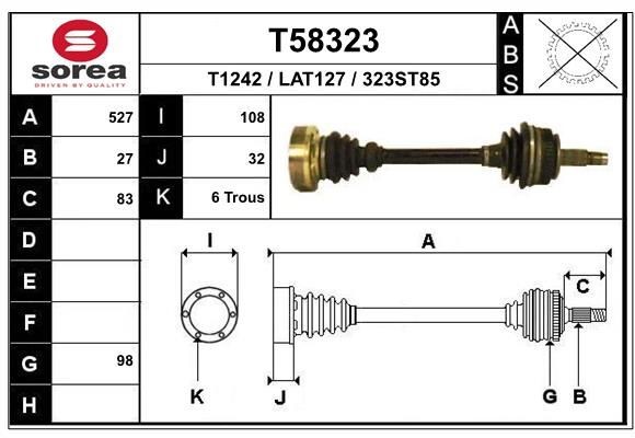 EAI Drive shaft Article number: T58323 cheaply