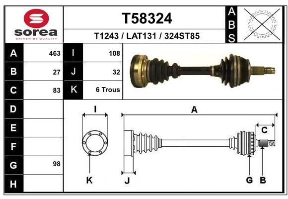 EAI Drive shaft Article number: T58324 cheaply