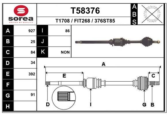 EAI Drive shaft Article number: T58376 cheaply