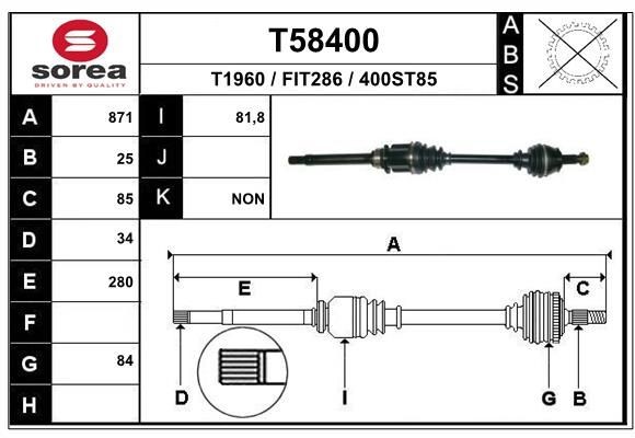 EAI Drive shaft Article number: T58400 cheaply