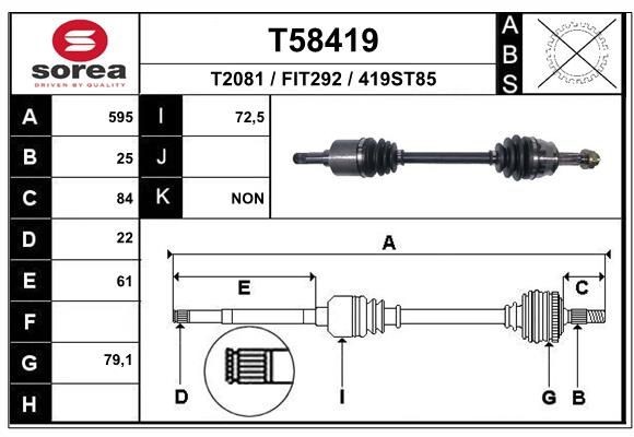 EAI Drive shaft Article number: T58419 cheaply