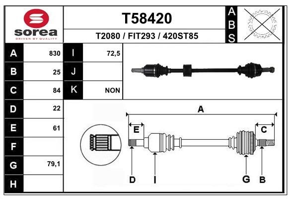 EAI Drive shaft Article number: T58420 cheaply