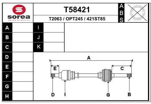 EAI Drive shaft Article number: T58421 cheaply