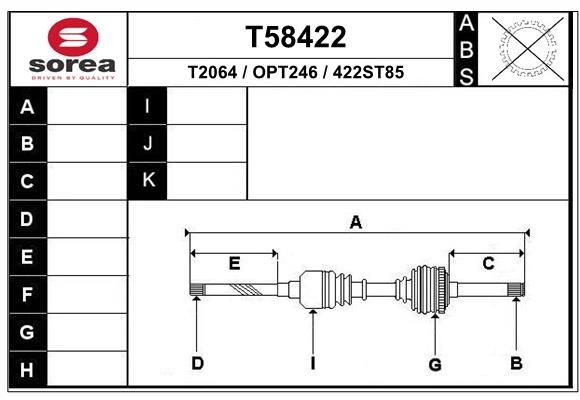 EAI Drive shaft Article number: T58422 cheaply