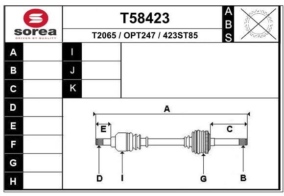 EAI Drive shaft Article number: T58423 cheaply
