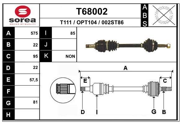 EAI Drive shaft Article number: T68002 cheaply