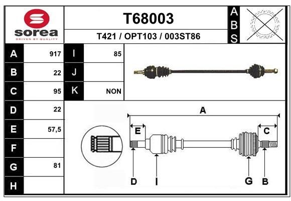 EAI Drive shaft Article number: T68003 cheaply