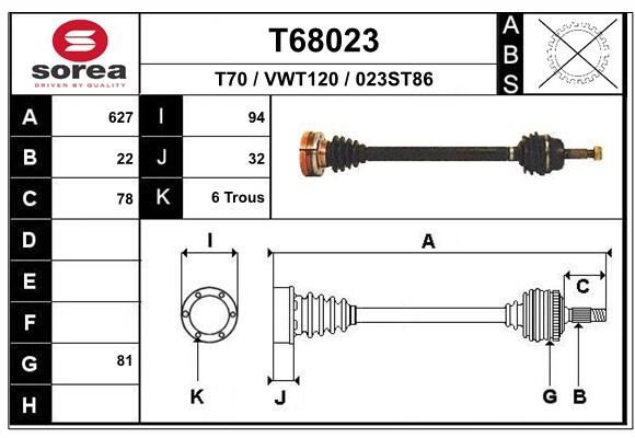 EAI Drive shaft Article number: T68023 cheaply
