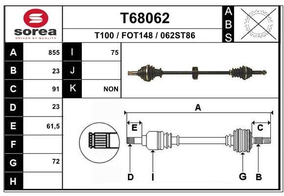 EAI Drive shaft Article number: T68062 cheaply
