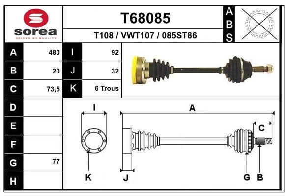 EAI Drive shaft Article number: T68085 cheaply