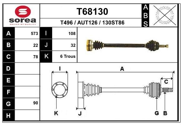 EAI Drive shaft Article number: T68130 cheaply