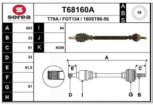EAI Drive shaft Article number: T68160A cheaply