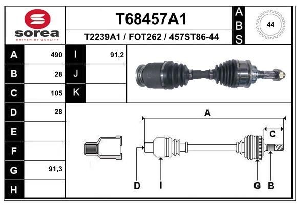 EAI Drive shaft Article number: T68457A1 cheaply