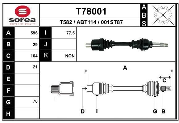 EAI Drive shaft Article number: T78001 cheaply