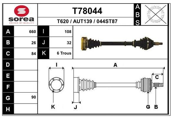 EAI Drive shaft Article number: T78044 cheaply