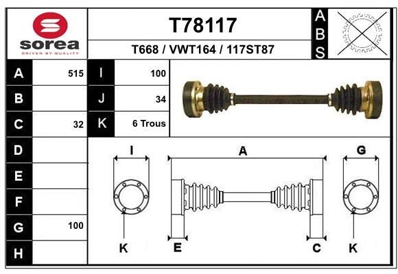 EAI Drive shaft Article number: T78117 cheaply