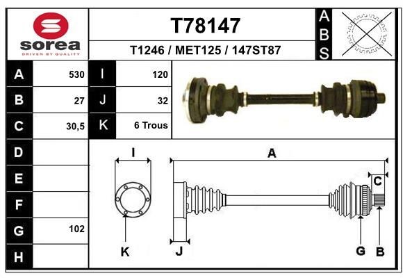 EAI Drive shaft Article number: T78147 cheaply