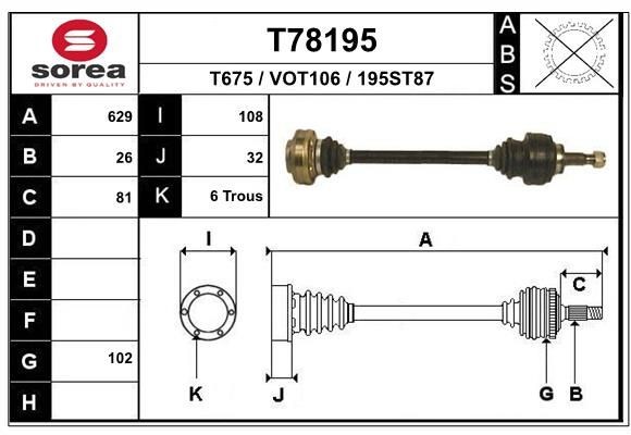 EAI Drive shaft Article number: T78195 cheaply