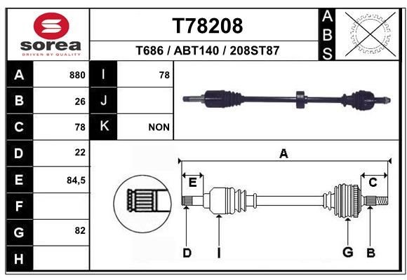 EAI Drive shaft Article number: T78208 cheaply
