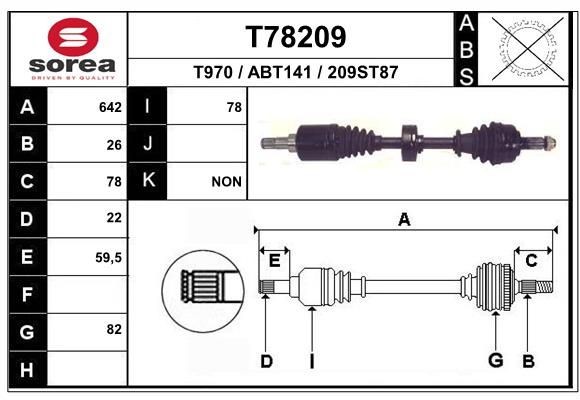 EAI Drive shaft Article number: T78209 cheaply