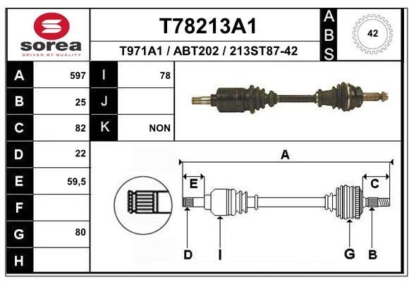 EAI Drive shaft Article number: T78213A1 cheaply
