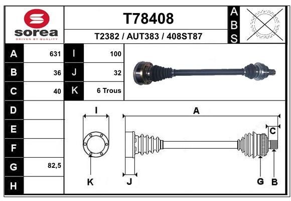 EAI Drive shaft Article number: T78408 cheaply