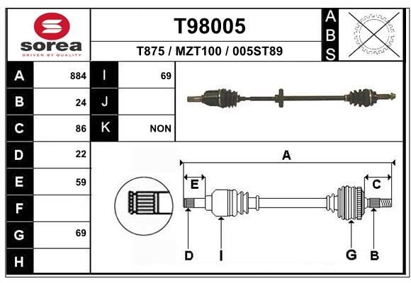EAI Drive shaft Article number: T98005 cheaply
