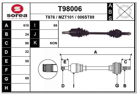 EAI Drive shaft Article number: T98006 cheaply