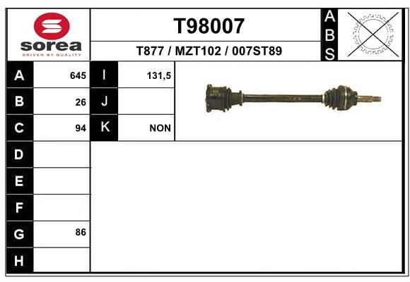 EAI Drive shaft Article number: T98007 cheaply