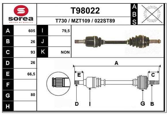 EAI Drive shaft Article number: T98022 cheaply