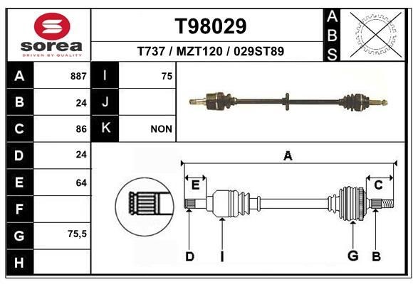 EAI Drive shaft Article number: T98029 cheaply