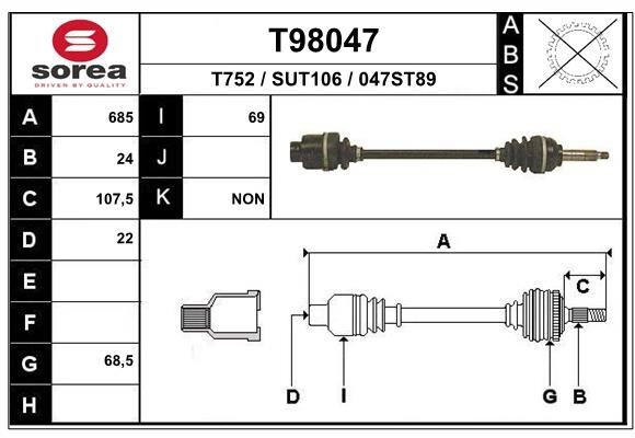 EAI Drive shaft Article number: T98047 cheaply