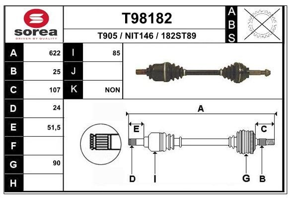 EAI Drive shaft Article number: T98182 cheaply