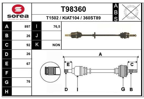 EAI Drive shaft Article number: T98360 cheaply