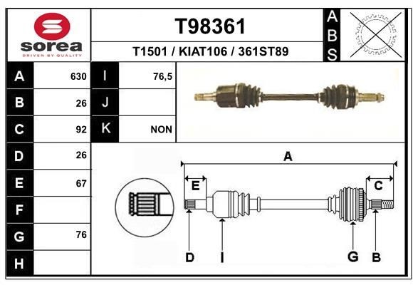 EAI Drive shaft Article number: T98361 cheaply