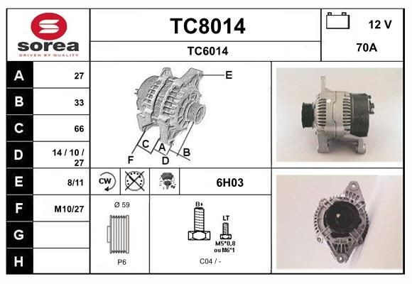 SNRA Alternator Article number: TC8014 cheaply
