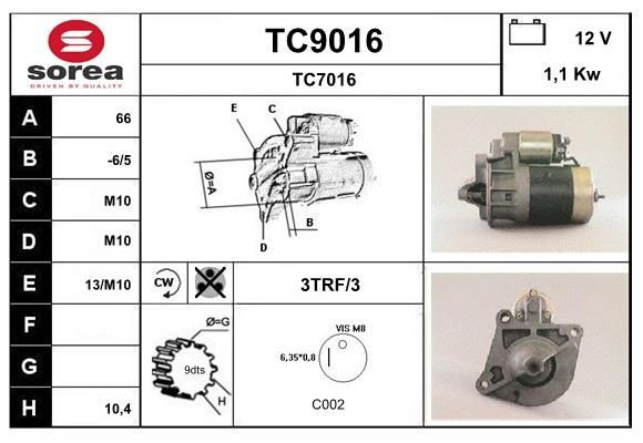 SNRA Starter motor Article number: TC9016 cheaply