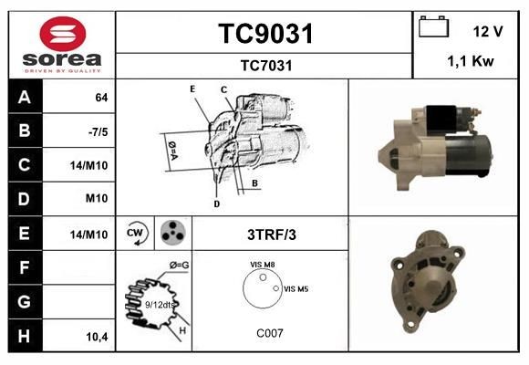 SNRA Starter motor Article number: TC9031 cheaply