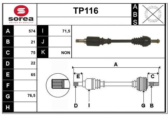 SERA Drive shaft Article number: TP116 cheaply