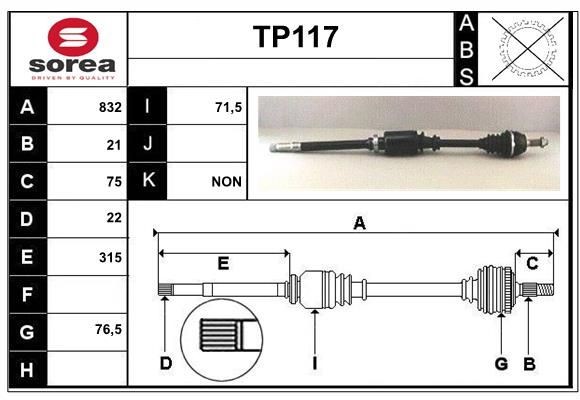 SERA Drive shaft Article number: TP117 cheaply