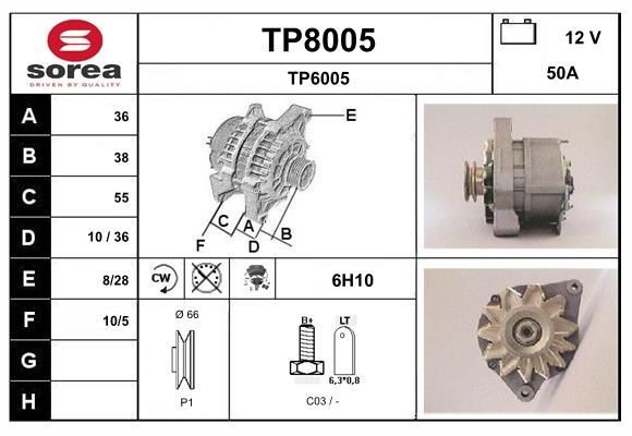SNRA Alternator Article number: TP8005 cheaply