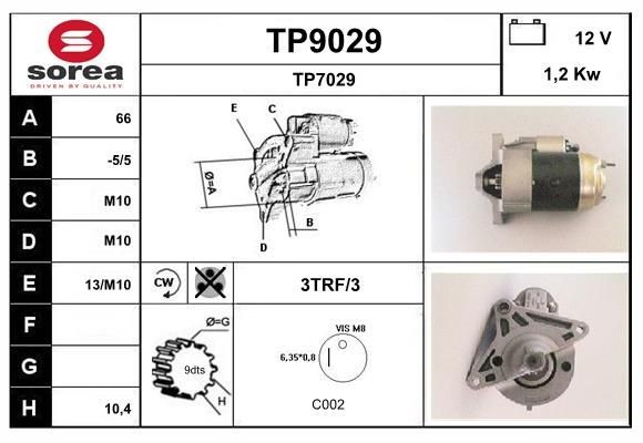 SNRA Starter motor Article number: TP9029 cheaply