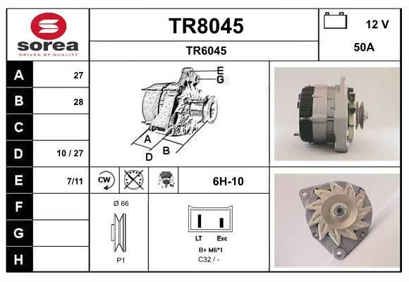 SNRA Alternator Article number: TR8045 cheaply